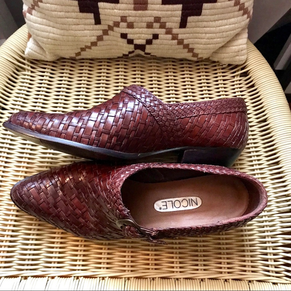 Vintage Woven Leather Loafer Booties